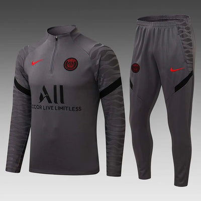 2021/2022 Psg Paris Saint - Germain Half - Pull Training Suit Gray Set - DripJerseys