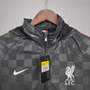 Liverpool Windbreaker Black-Grey Plaid Soccer Jersey